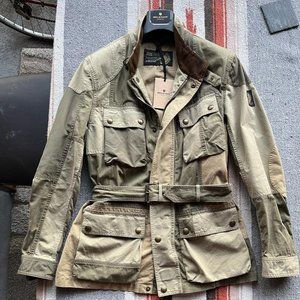 Belstaff Waxed Trialmaster Motorcycle Jacket Belted Patchwork M